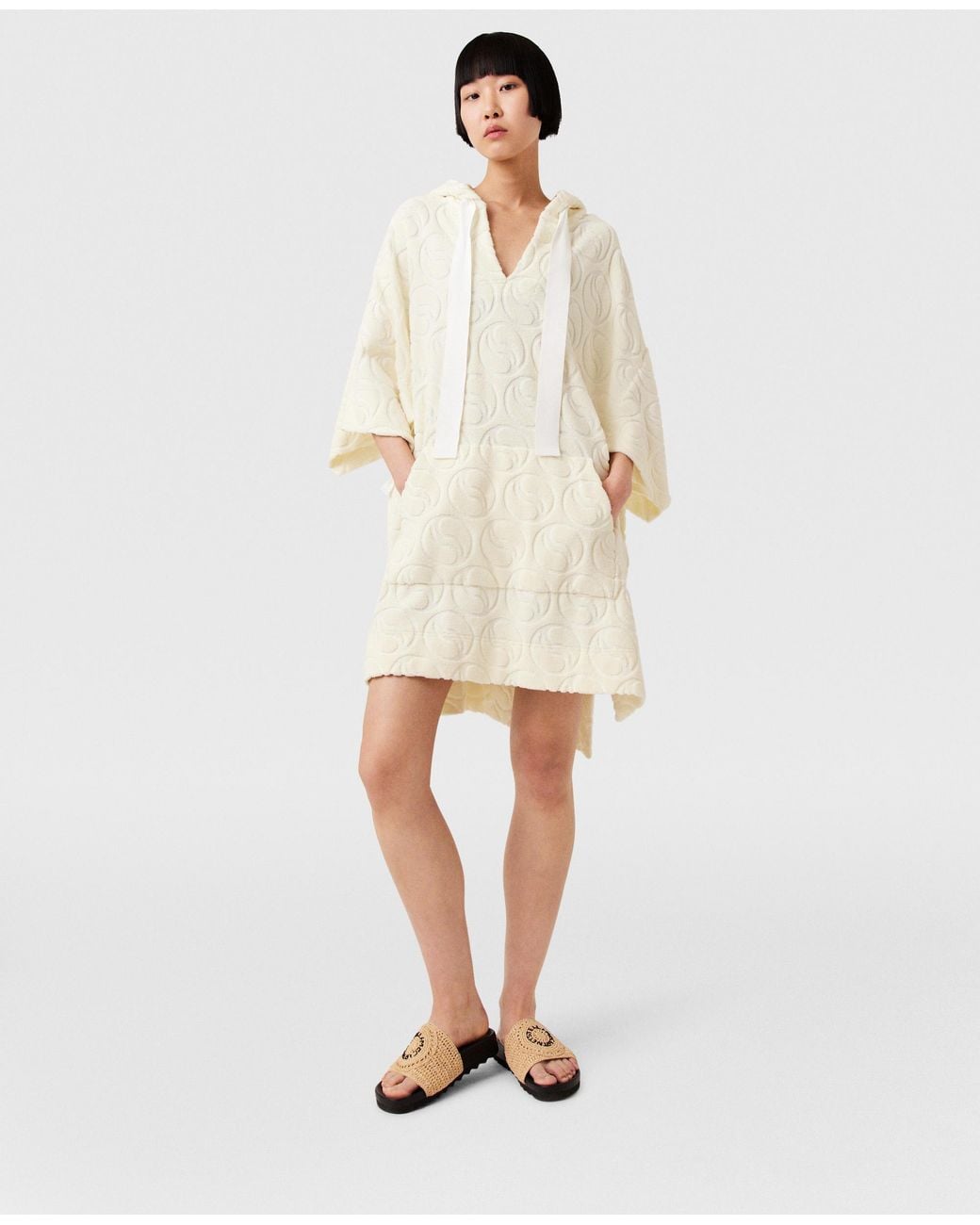 Stella McCartney White Elyse Raffia Logo Sandals