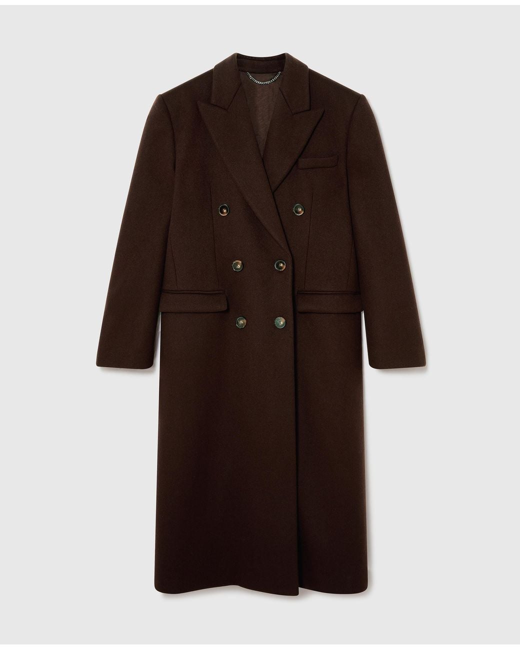Stella McCartney Brown Double-breasted Brushed Wool Coat