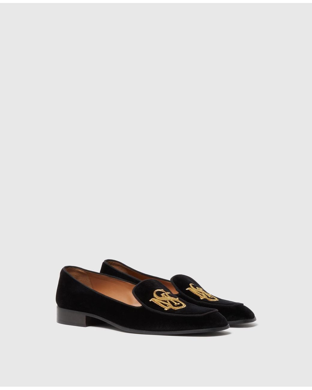 Stella McCartney White Embroidered Velvet Loafers