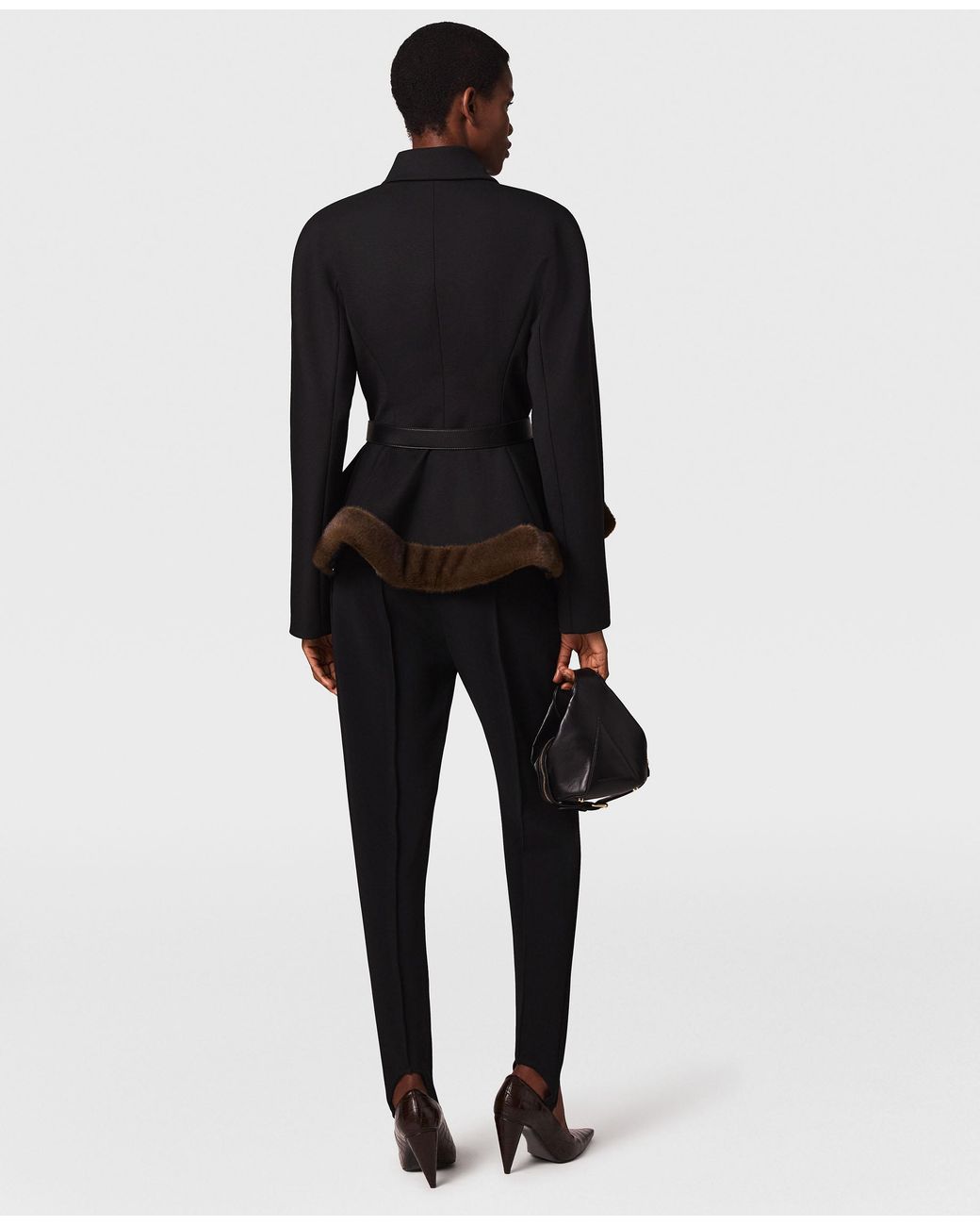 Stella McCartney Black Mink-Trim Peplum Jacket