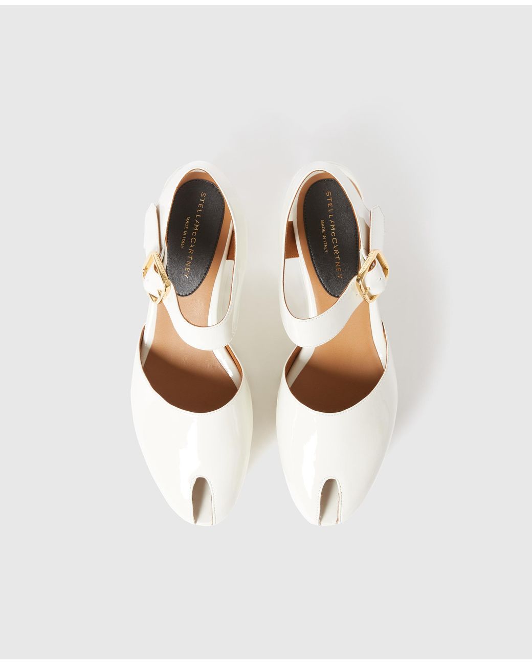 Stella McCartney White Elyse Patent Platform Sandals