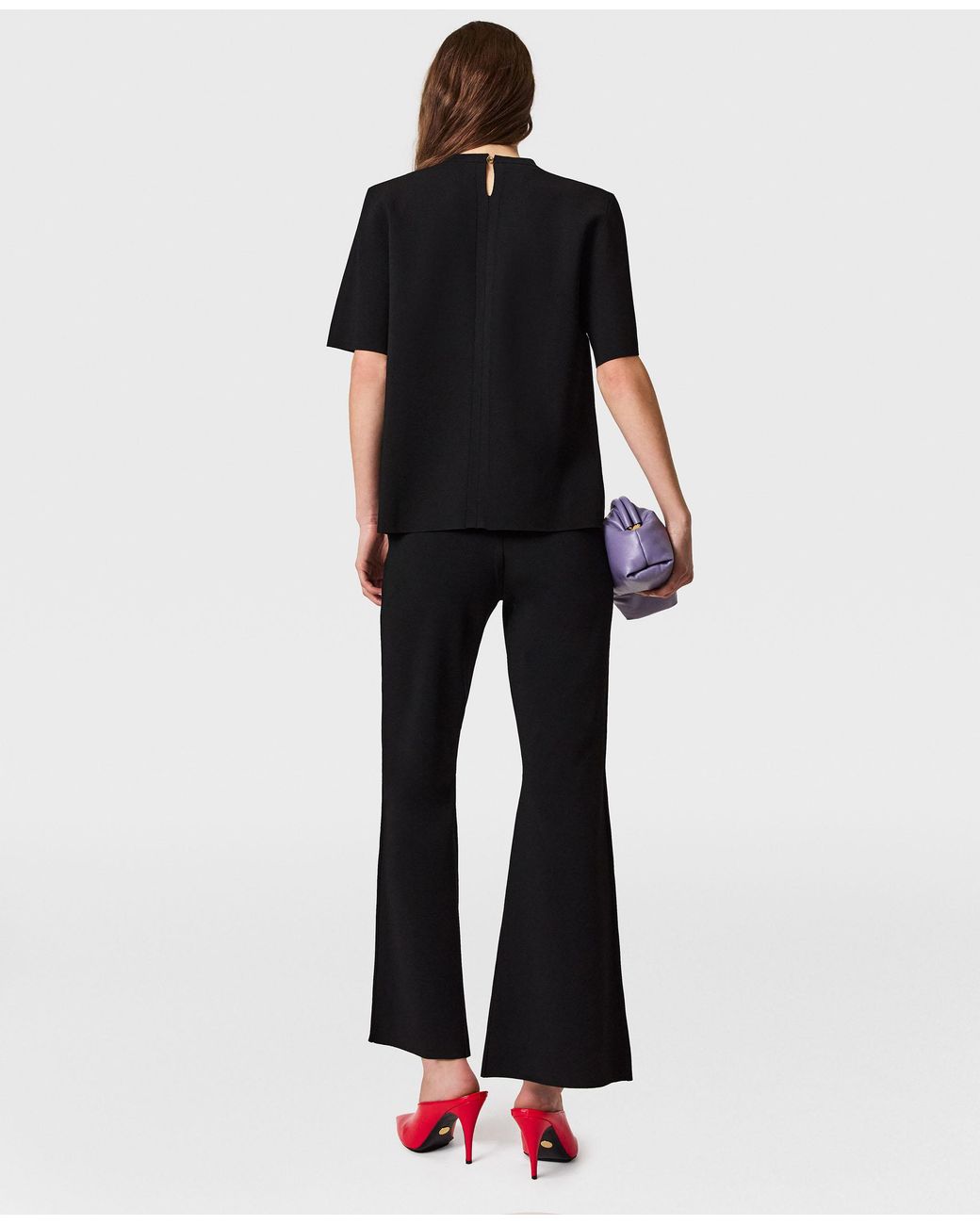 Stella McCartney Black Compact Knit Flared Pants