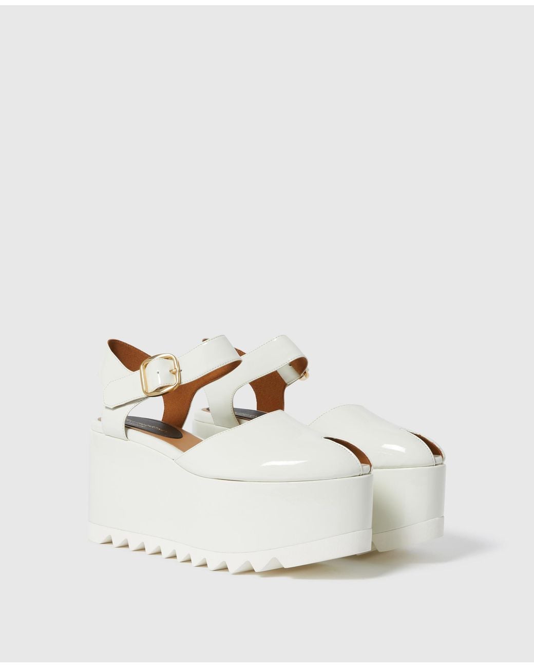 Stella McCartney White Elyse Patent Platform Sandals