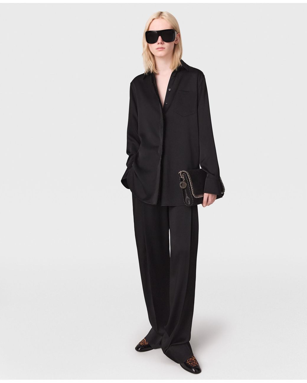 Stella McCartney Black Fringed Satin Shirt