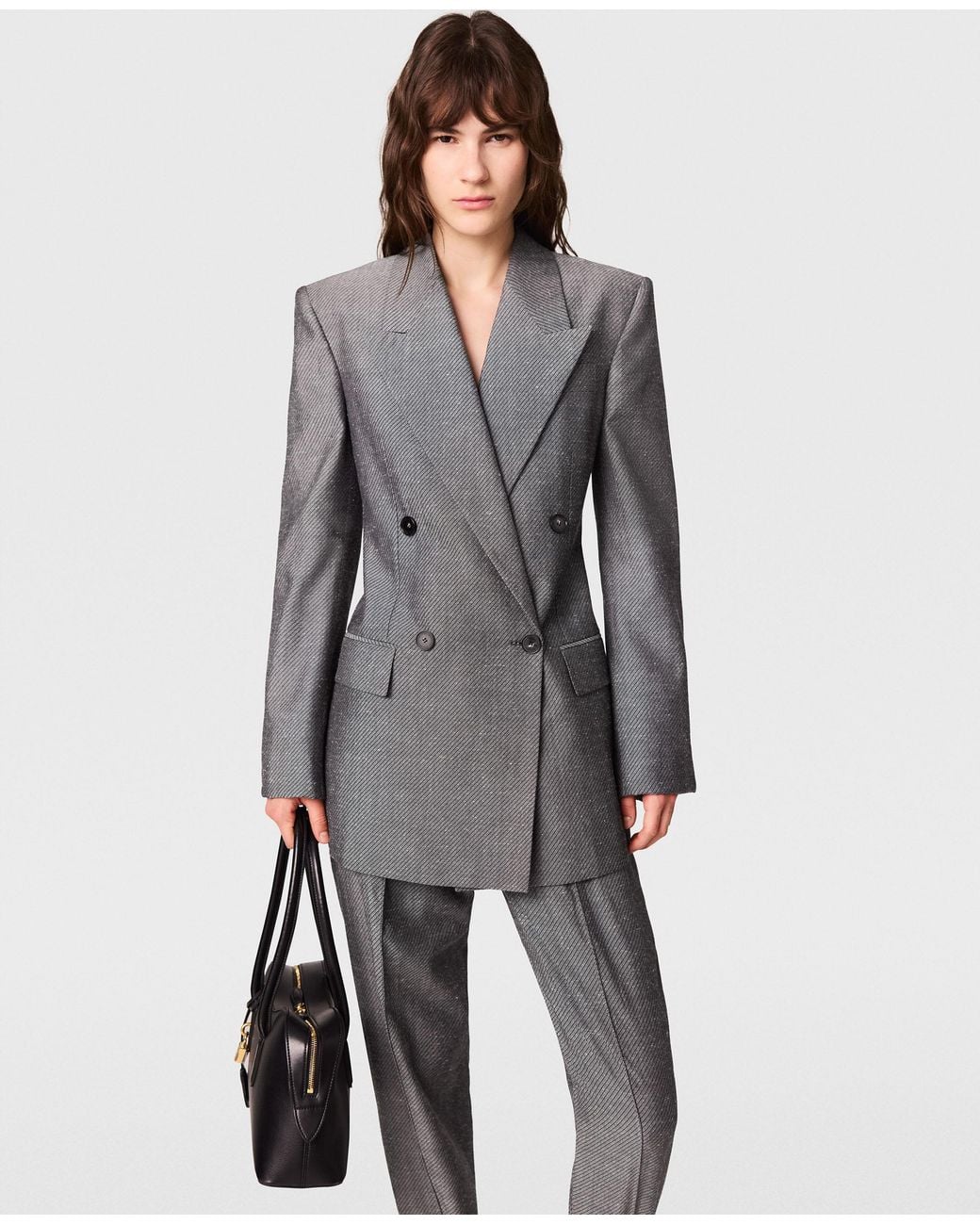 Stella McCartney Gray Double-Breasted Tailored Blazer