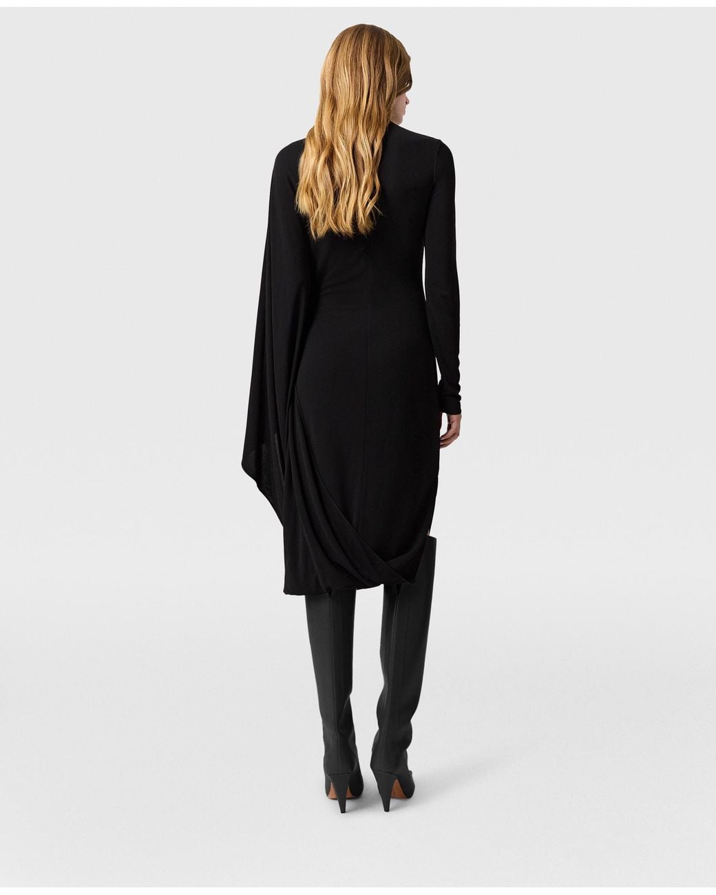 Stella McCartney Black Asymmetric Cape Midi Dress
