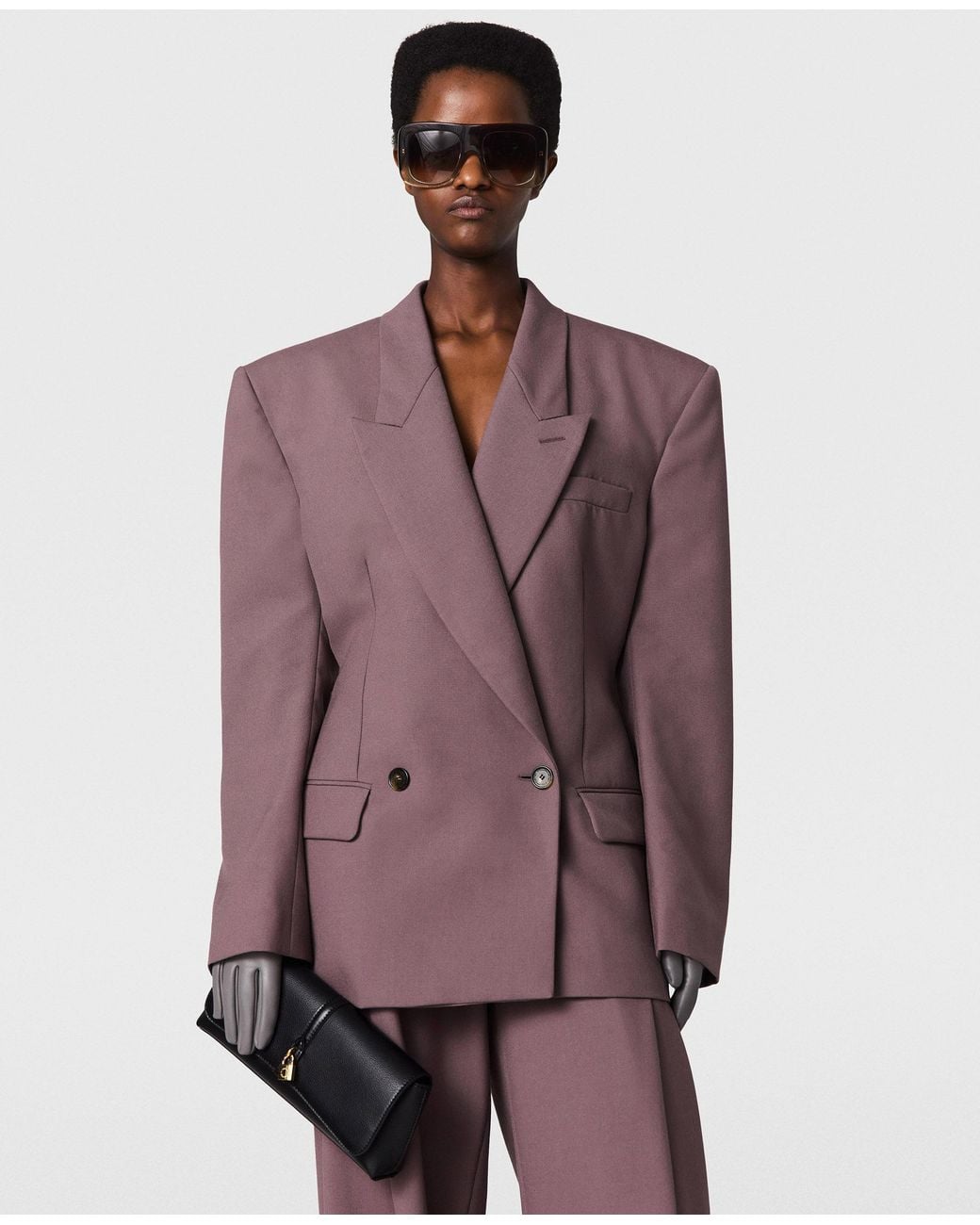 Stella McCartney Purple Canvas Double-Breasted Waisted Jacket