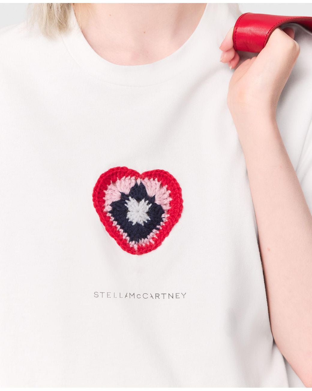 Stella McCartney White Crochet Heart T-shirt