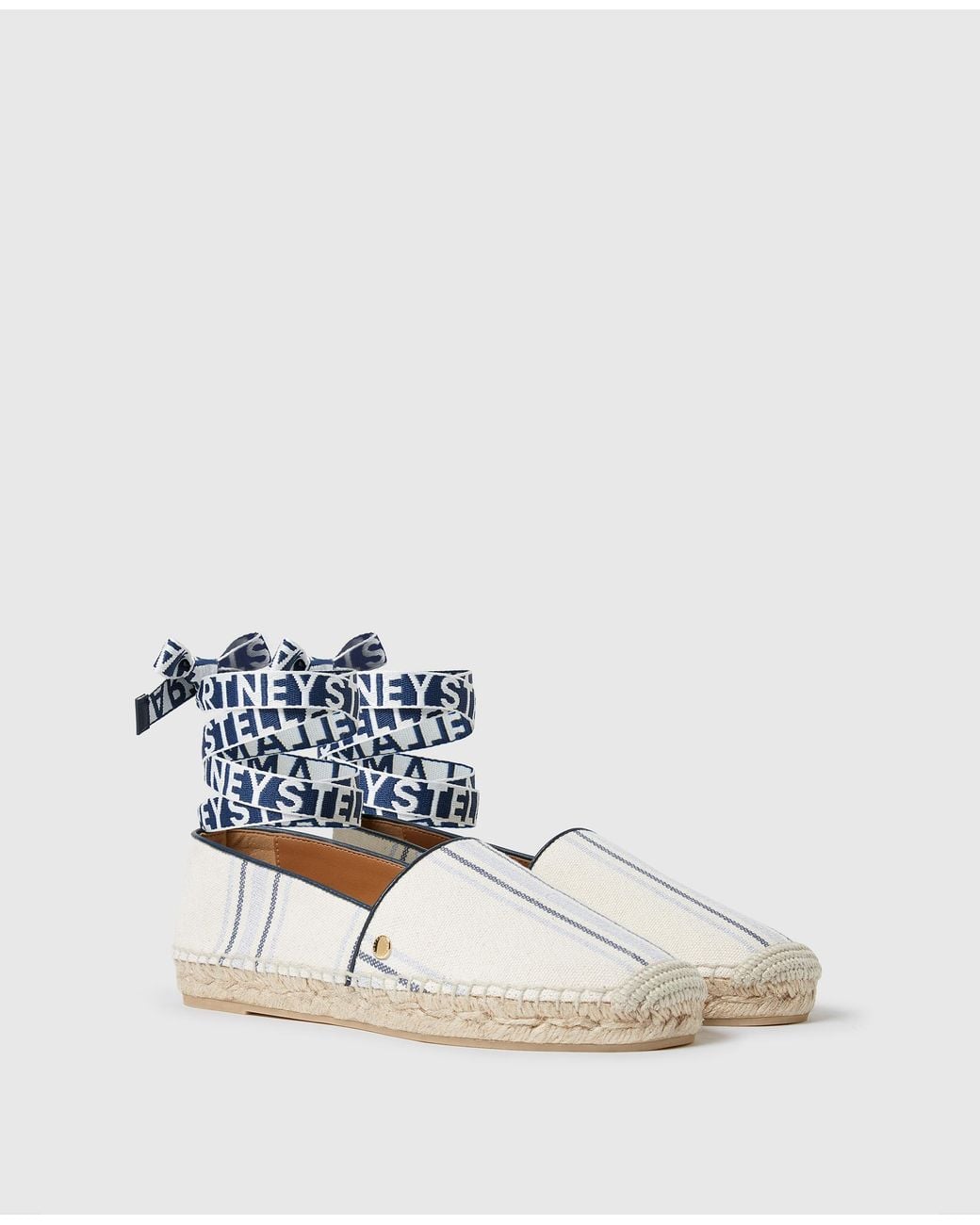Stella McCartney White Gaia Striped Flat Espadrilles