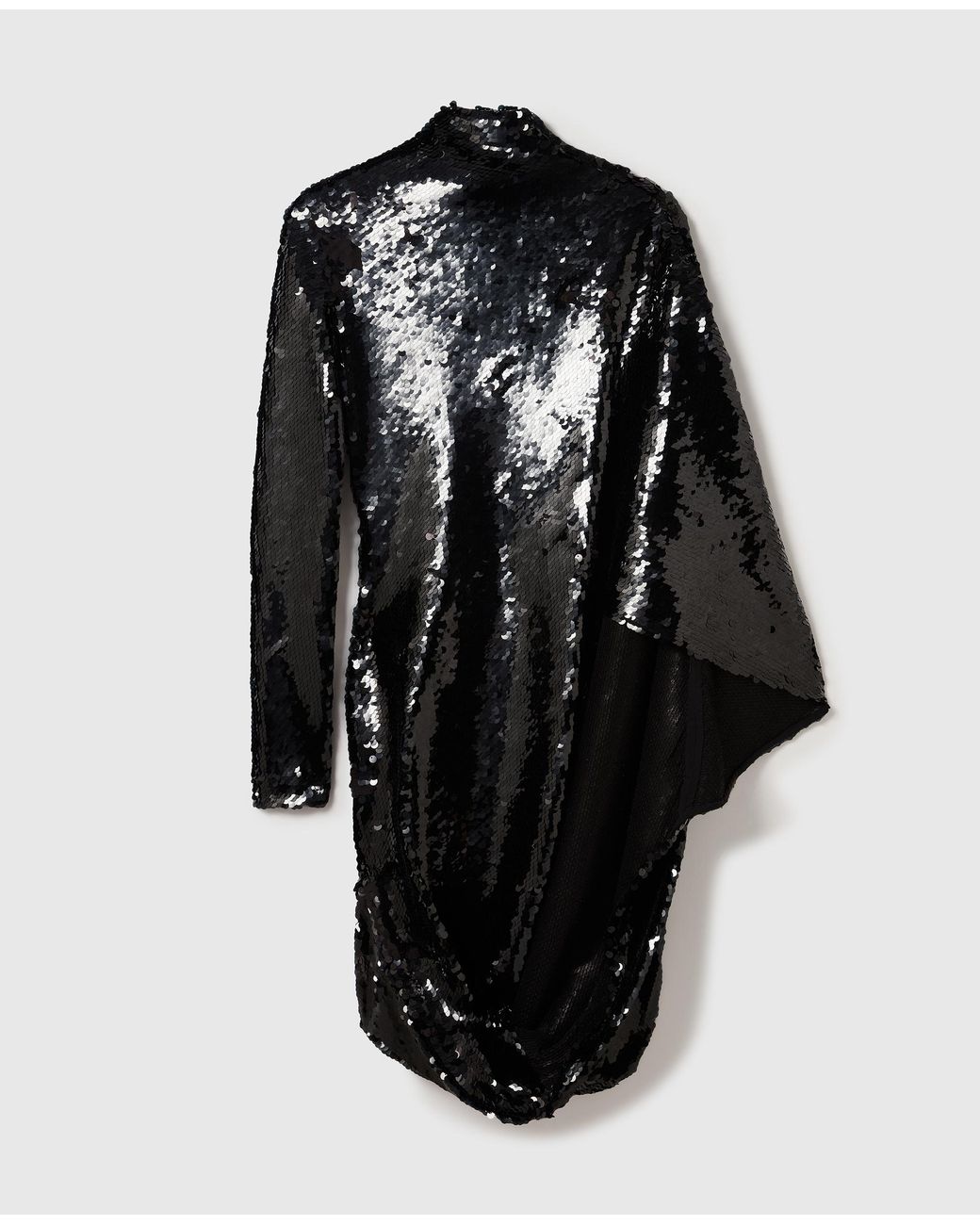 Stella McCartney Black Long-Sleeve Sequin Draped Mini Dress