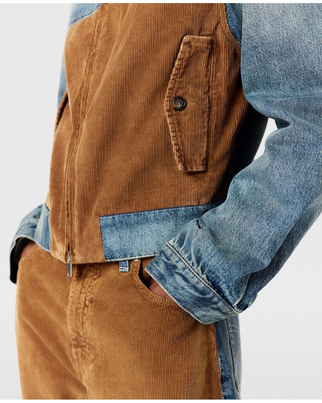 Stella McCartney Blue Corduroy Panel Denim Jacket