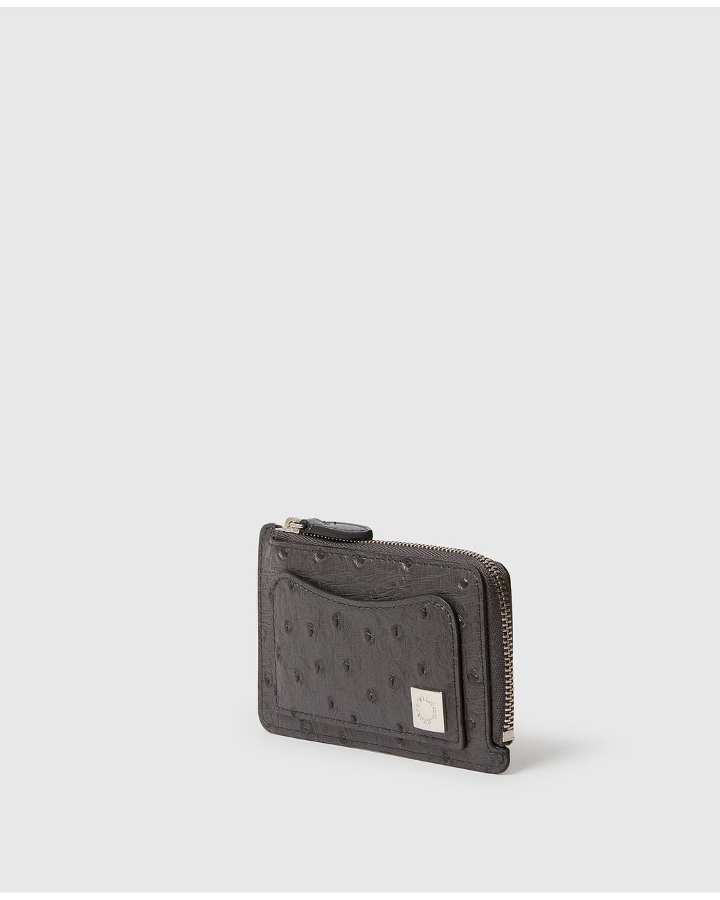 Stella McCartney White Ryder Ostrich Zip Cardholder
