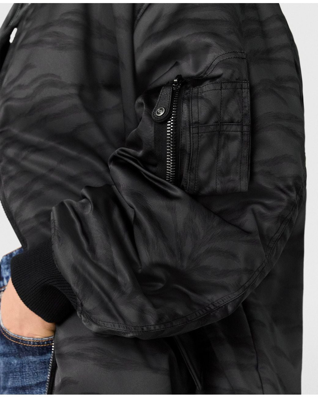 Stella McCartney Black Tiger Print Bomber Jacket