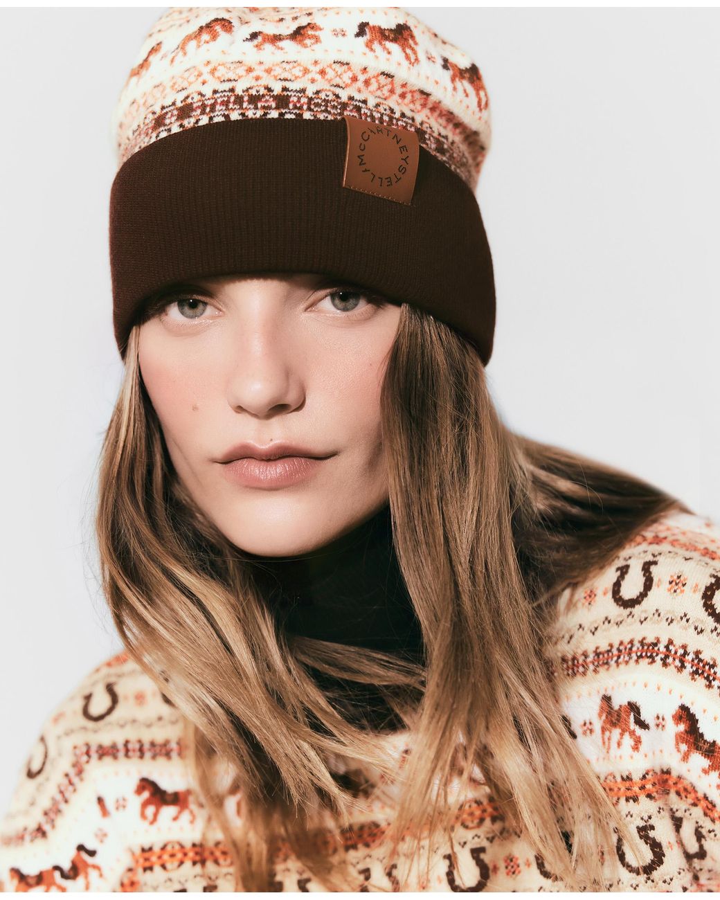 Stella McCartney Red Fair Isle Wool Turtleneck