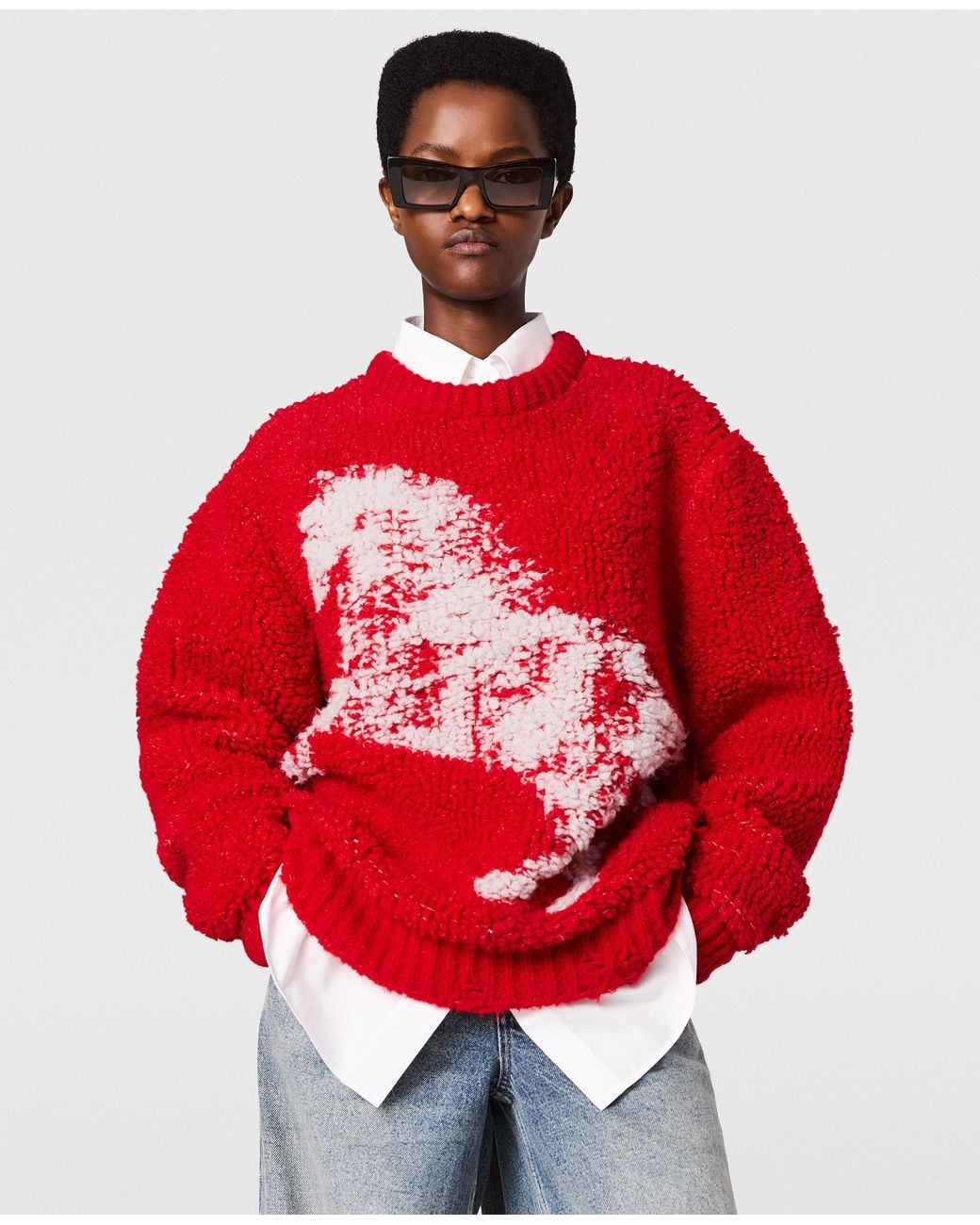 Stella McCartney Red Airbrushed Horse Graphic Crewneck Jumper