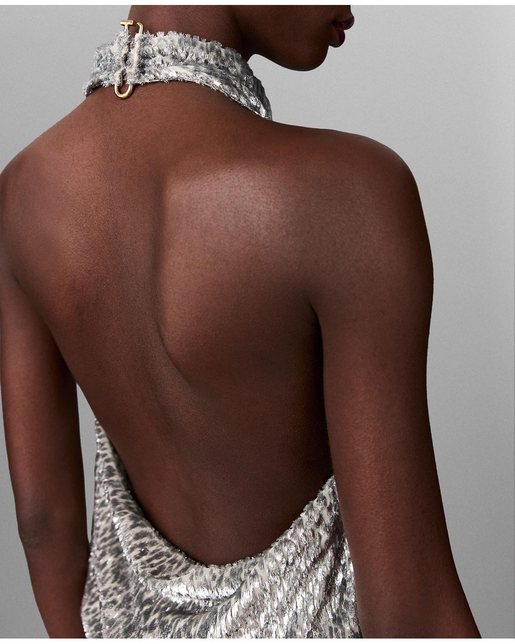 Stella McCartney White Metallic Velvet Halterneck Top