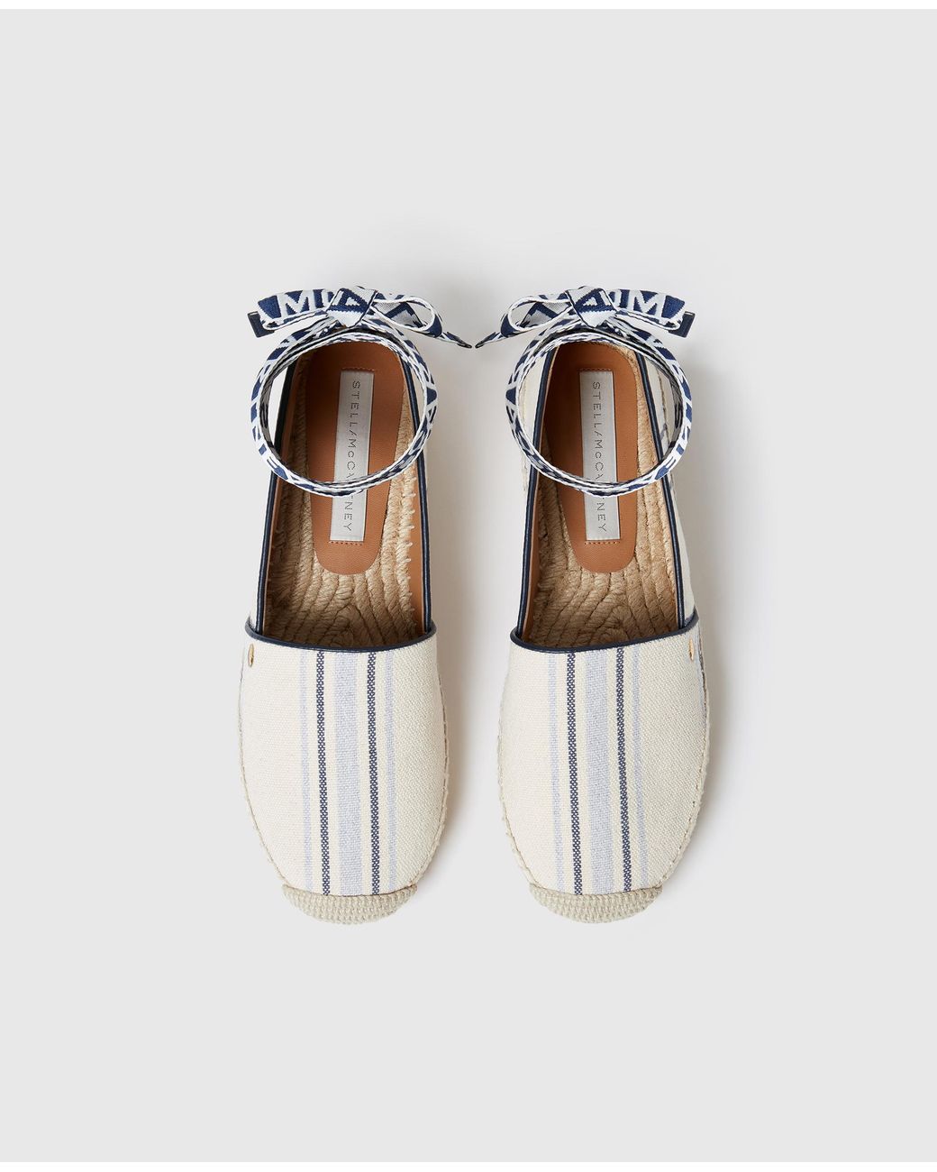 Stella McCartney White Gaia Striped Flat Espadrilles