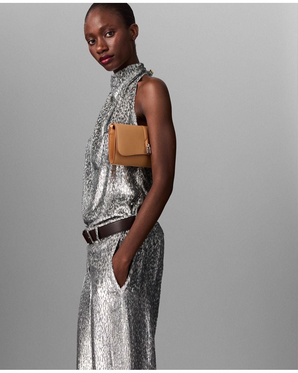 Stella McCartney White Metallic Velvet Halterneck Top