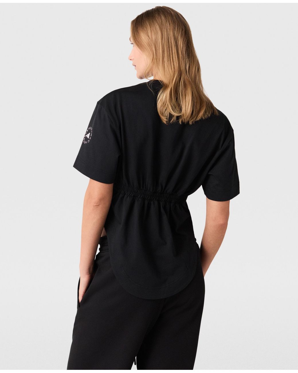 Stella McCartney Black Truelife Sportswear Curved Hem T-Shirt