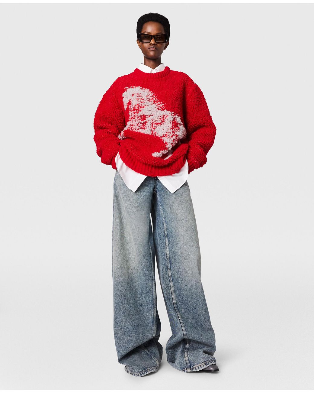 Stella McCartney Red Airbrushed Horse Graphic Crewneck Jumper
