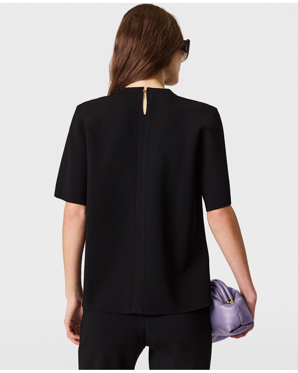 Stella McCartney Black Compact Knit Short-sleeve T-shirt