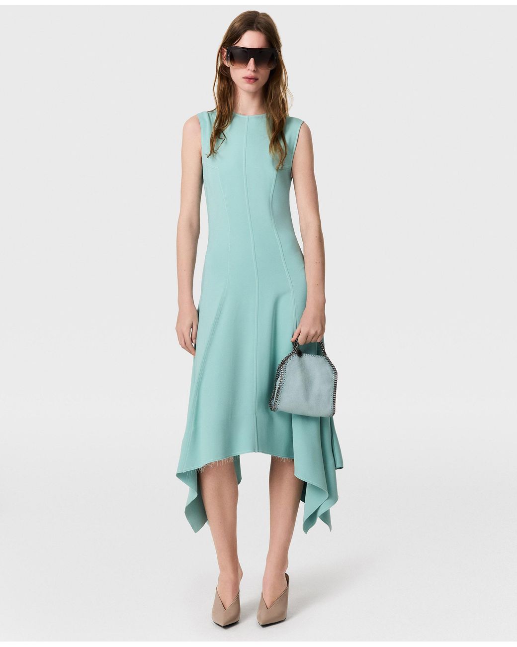 Stella McCartney Blue Asymmetric Hem Midi Dress