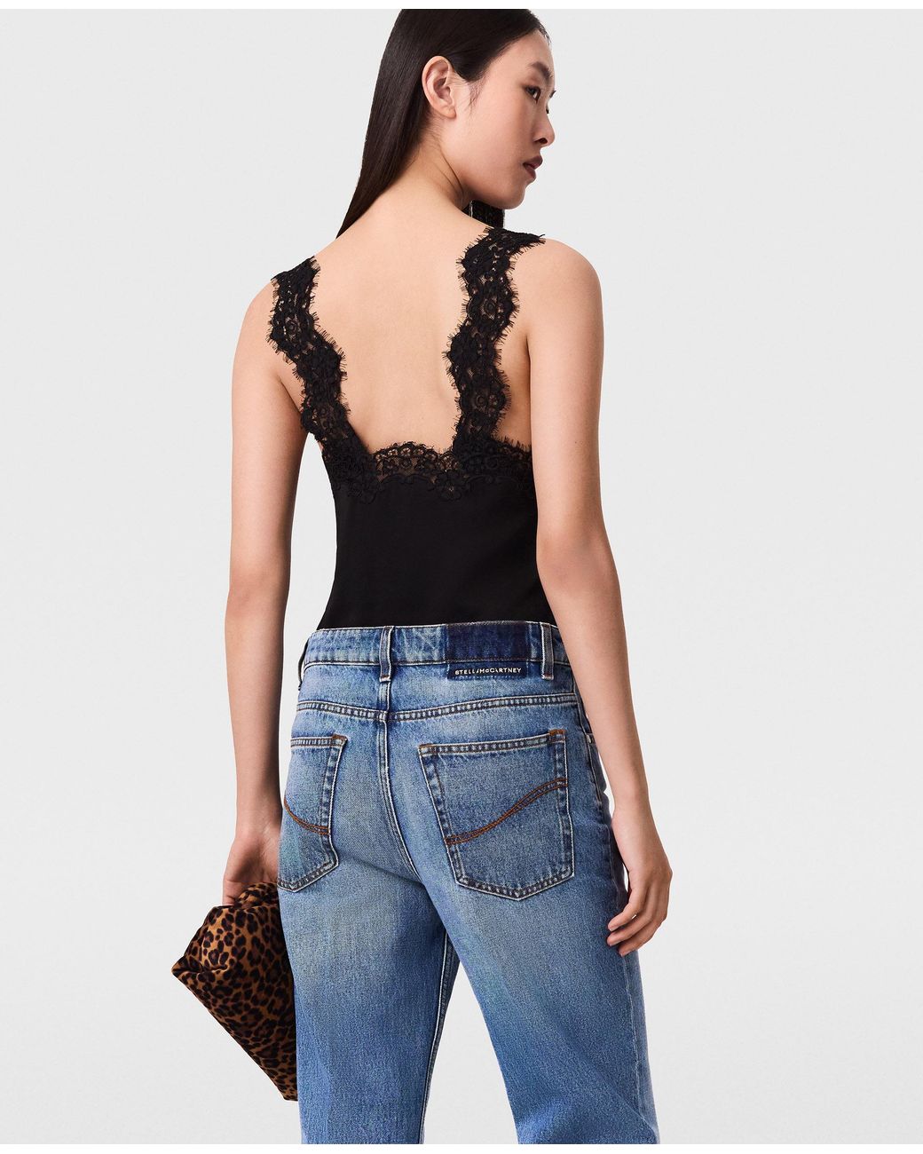 Stella McCartney Black Lace-trimmed Satin Top