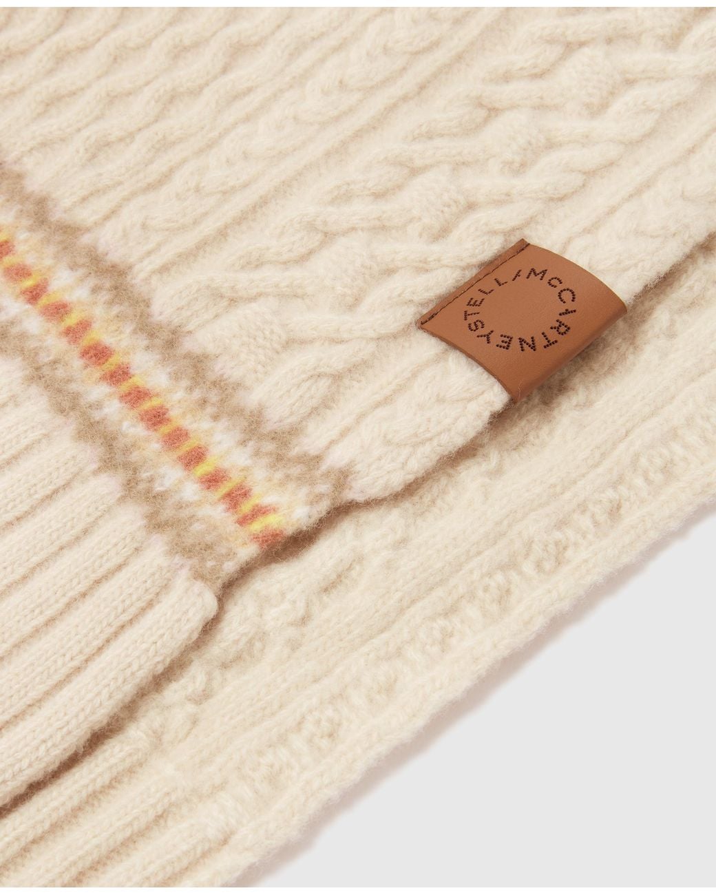 Stella McCartney Natural Fair Isle Cable Knit Scarf