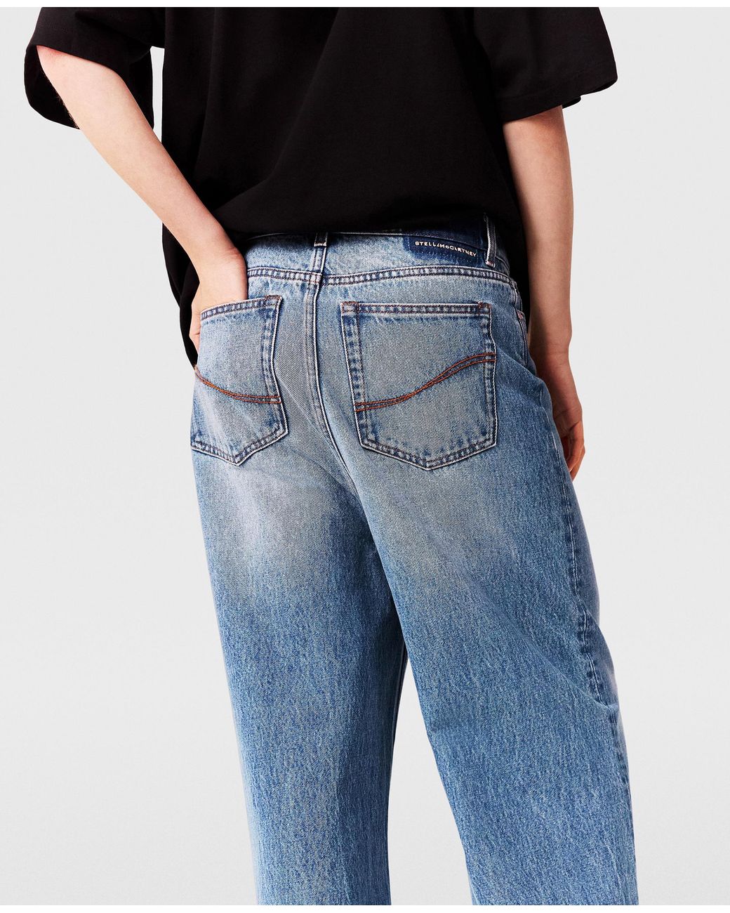 Stella McCartney Blue Faded Wide-Leg High-Rise Denim Jeans