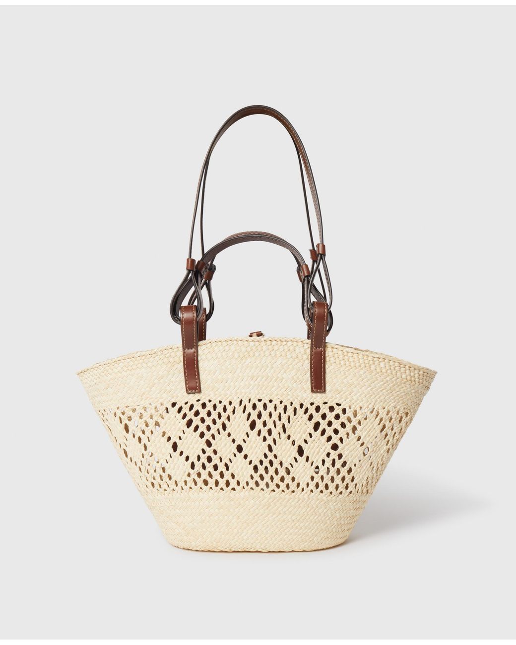 Stella McCartney White Logo Raffia Crochet Medium Tote Bag