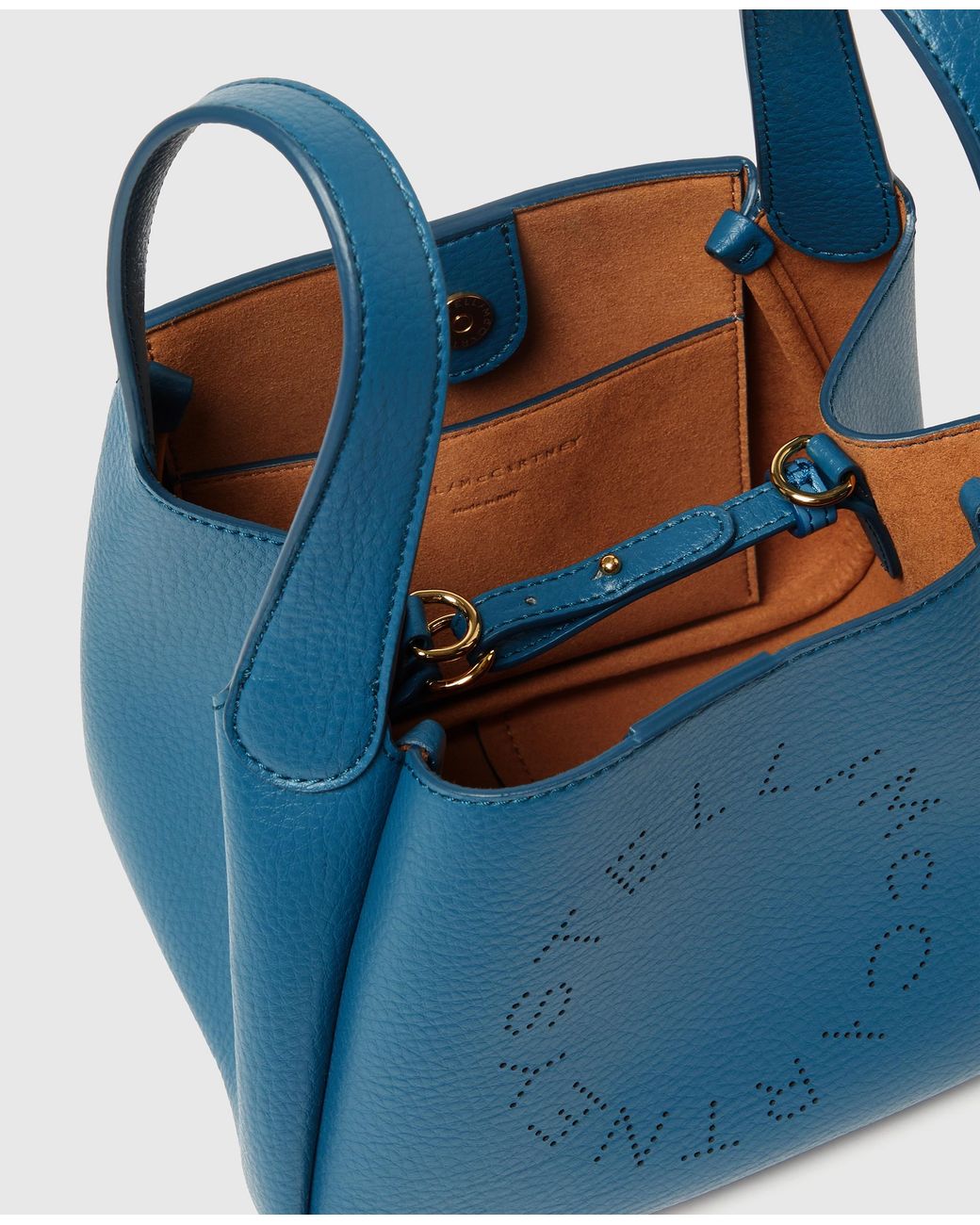 Stella McCartney Blue Logo Double Top Handle Crossbody Bag