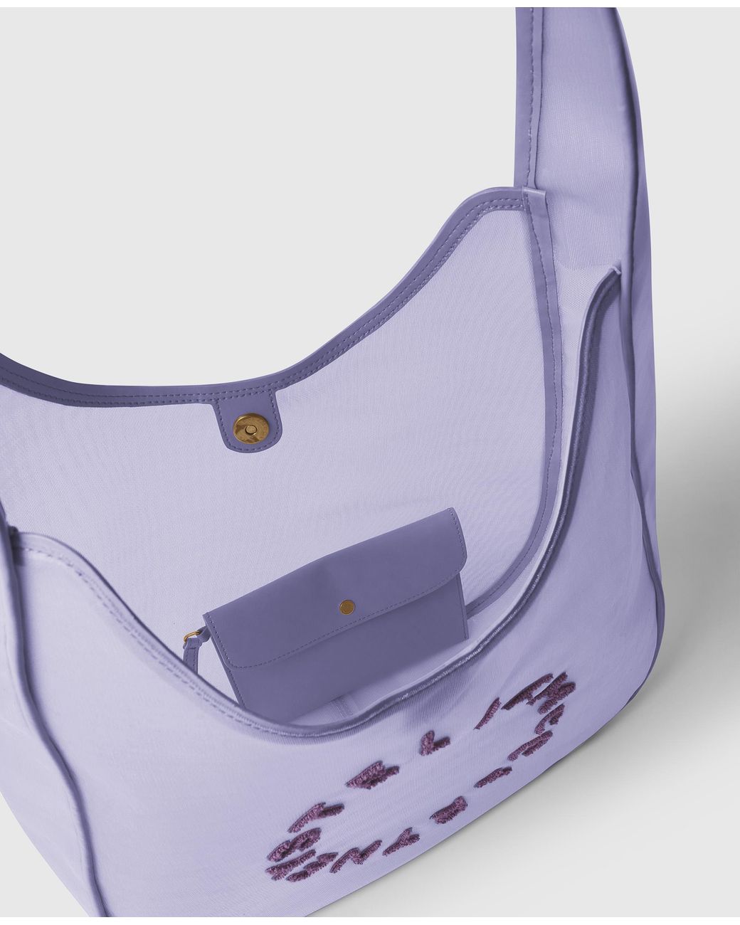Stella McCartney Purple Logo Mesh Large Hobo Bag
