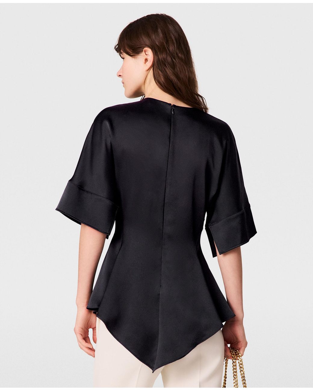 Stella McCartney Black Handkerchief Sleeve Satin Top