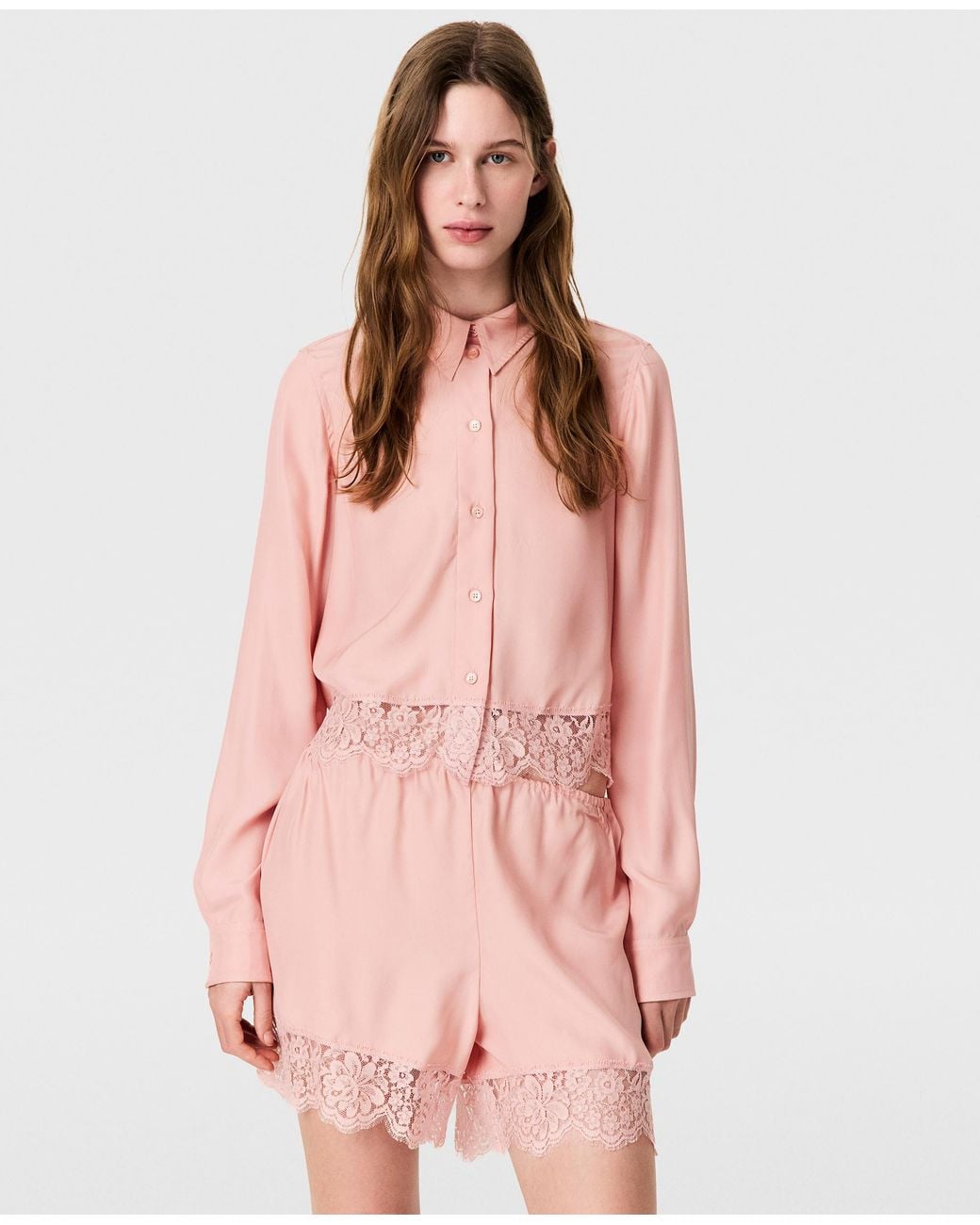 Stella McCartney Pink Lace-trimmed Shirt