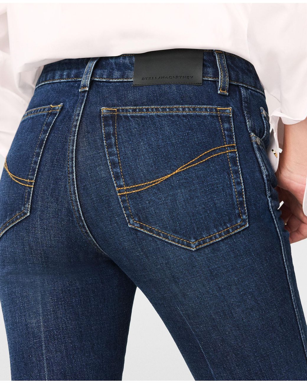 Stella McCartney Blue Cropped Kick Jeans