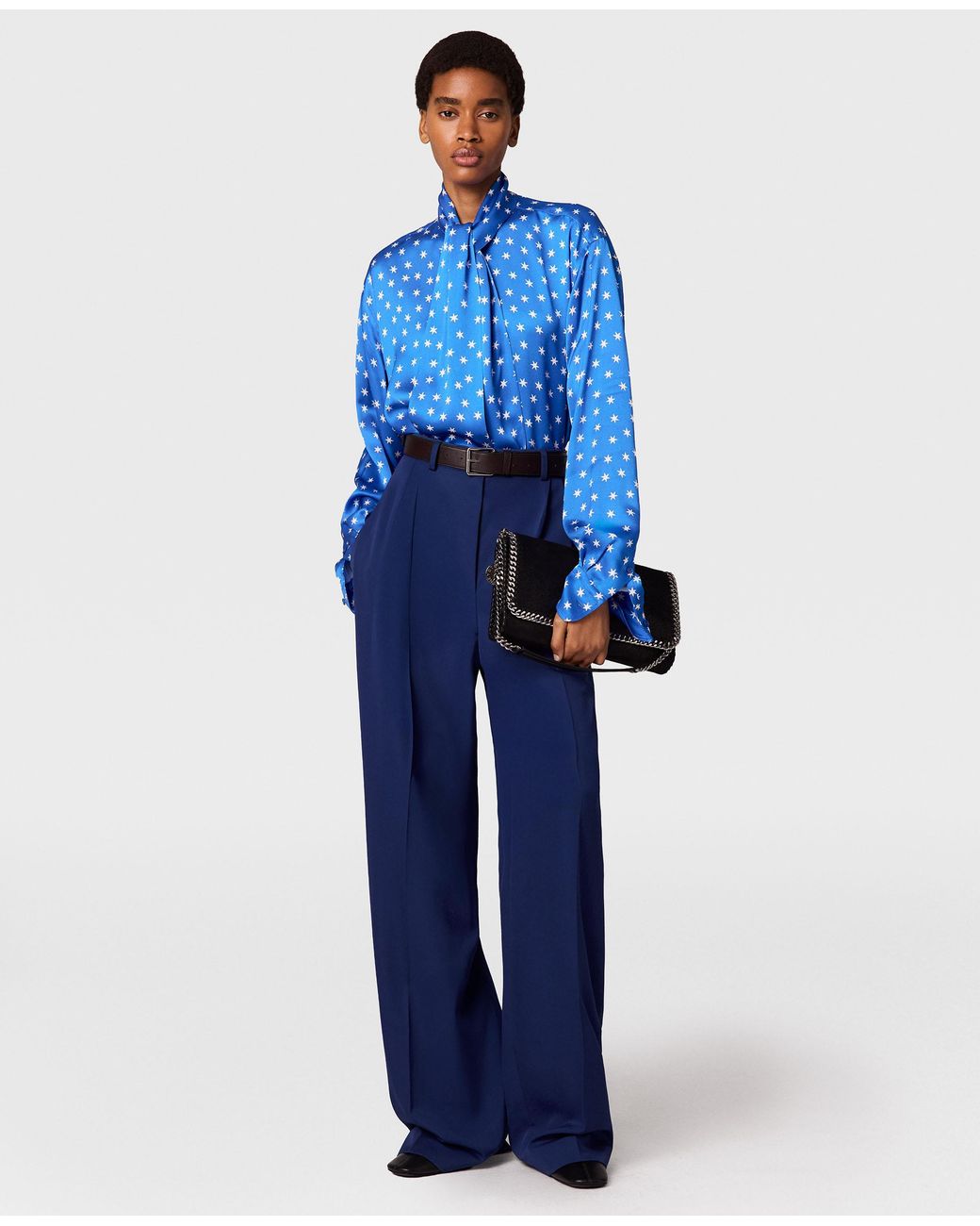 Stella McCartney Blue Pleated Wool Pants