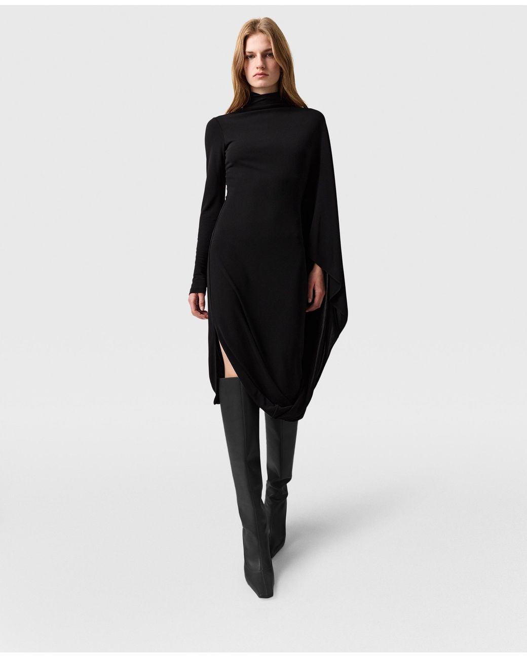 Stella McCartney Black Asymmetric Cape Midi Dress