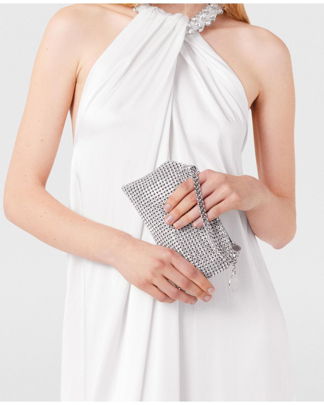 stella mccartney white halter dress Crystal Halterneck Satin Maxi in Anonymous VIB