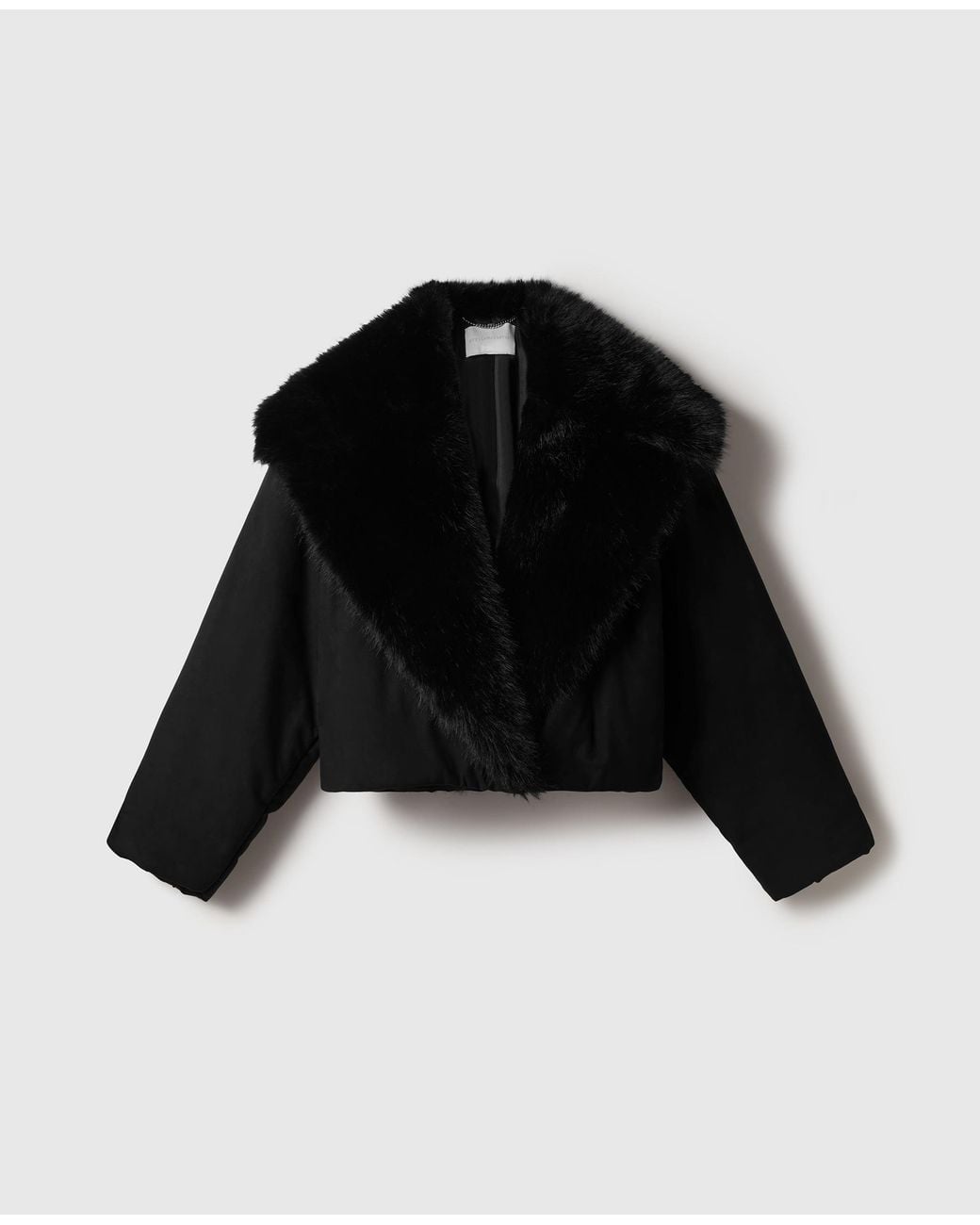 Stella McCartney Black Vegan Plush Bomber Jacket
