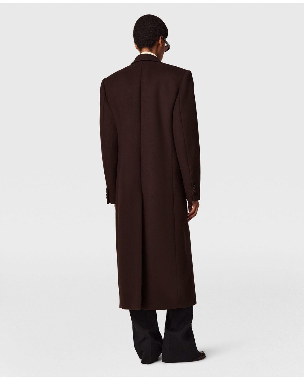 Stella McCartney Brown Double-breasted Brushed Wool Coat