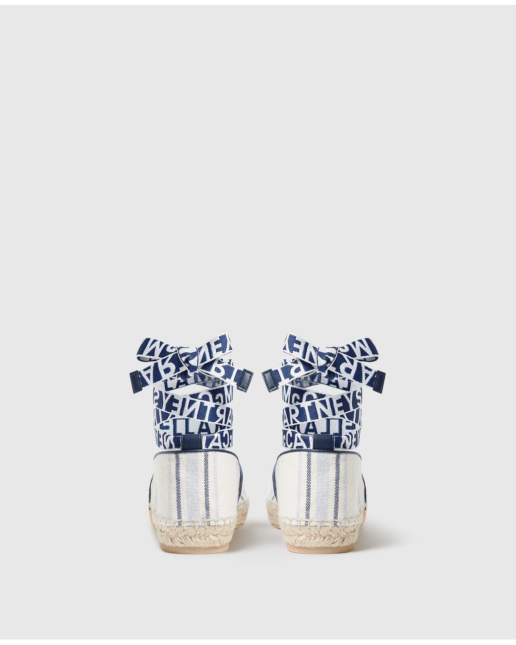 Stella McCartney White Gaia Striped Flat Espadrilles