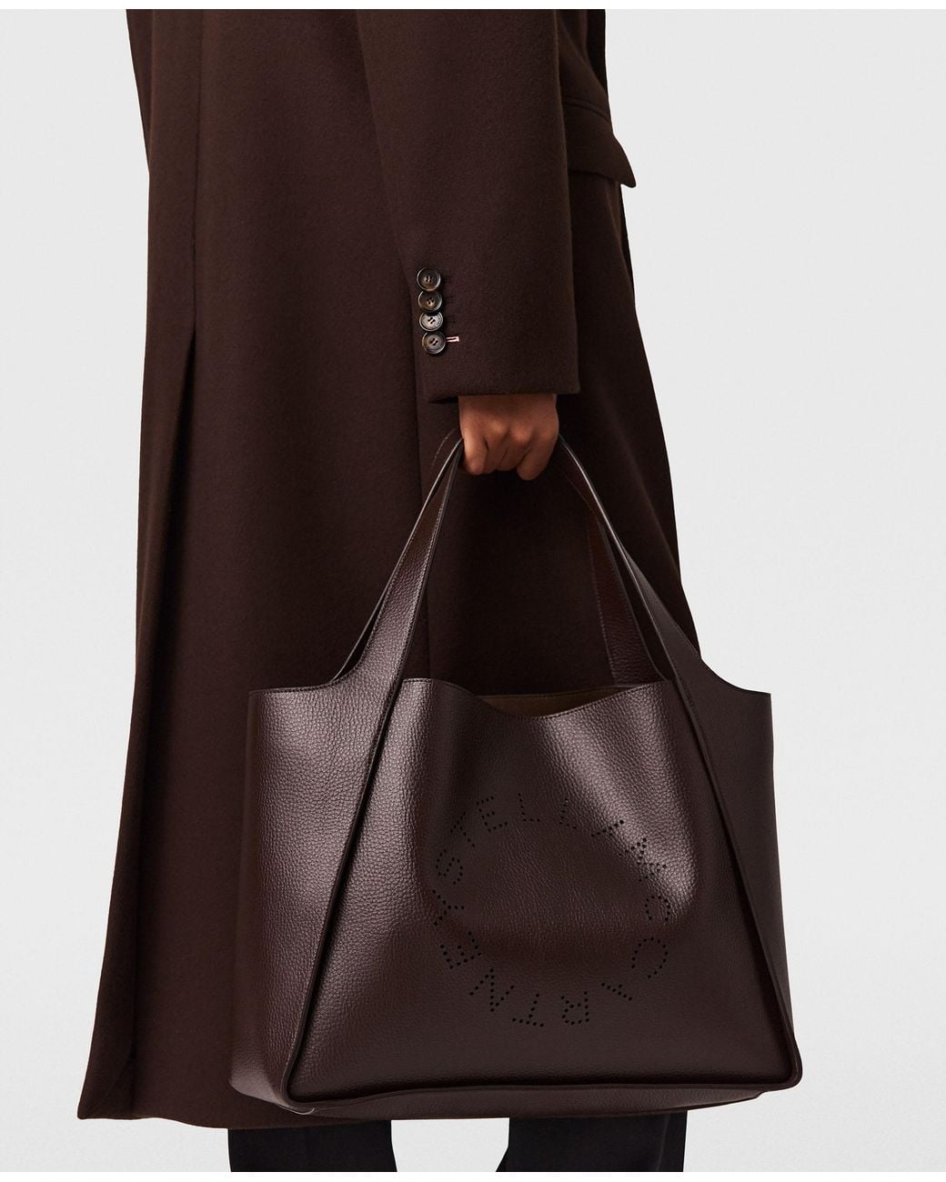 Stella McCartney Brown Double-breasted Brushed Wool Coat