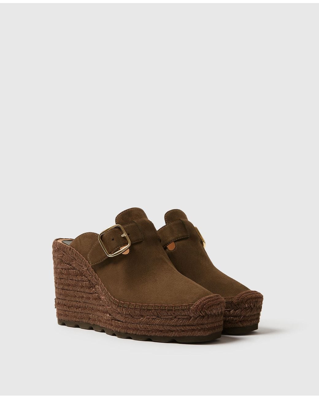 Stella McCartney Brown Gaia Suede Clogs