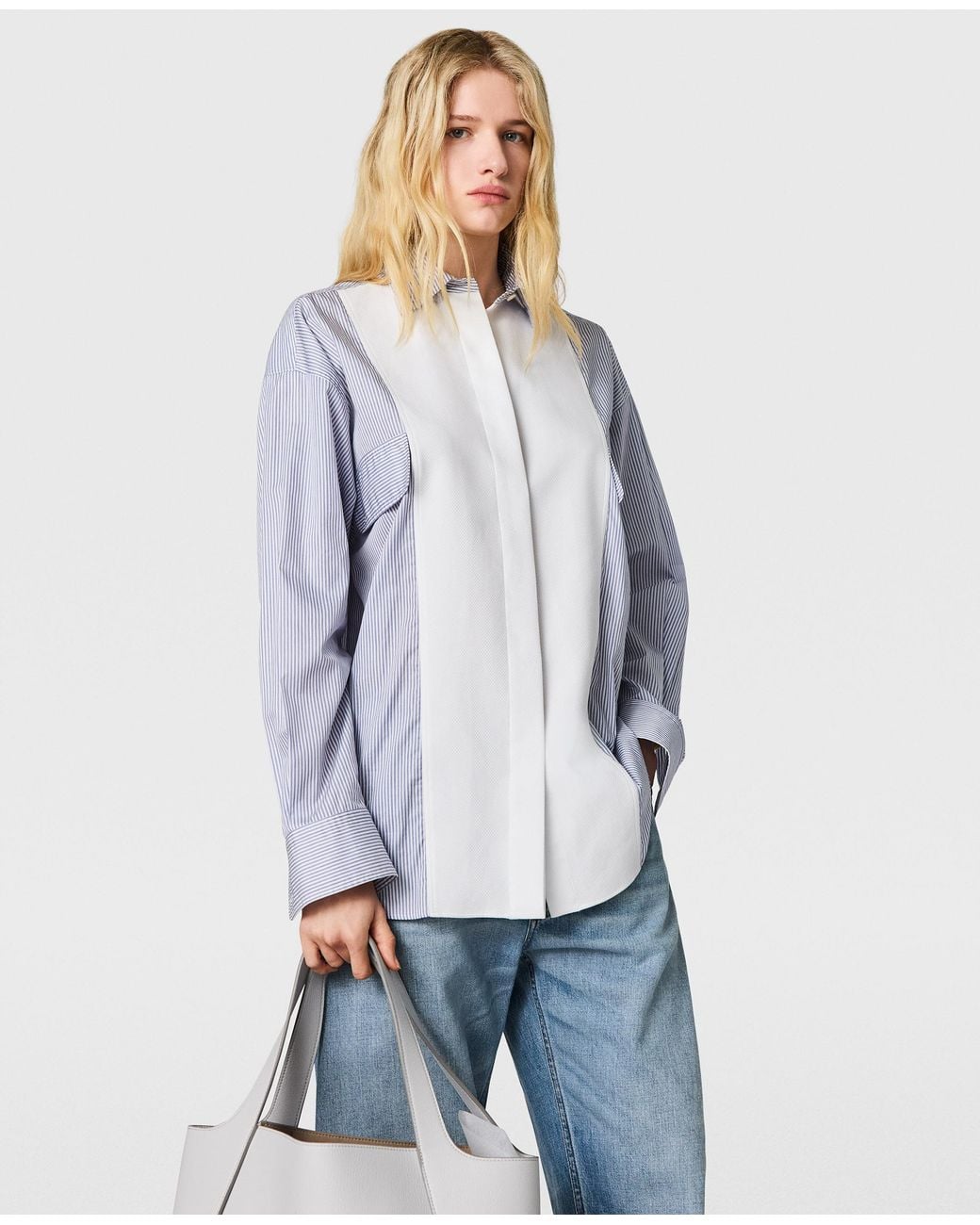 Stella McCartney Blue Cotton Stripe Piqué Double Shirt