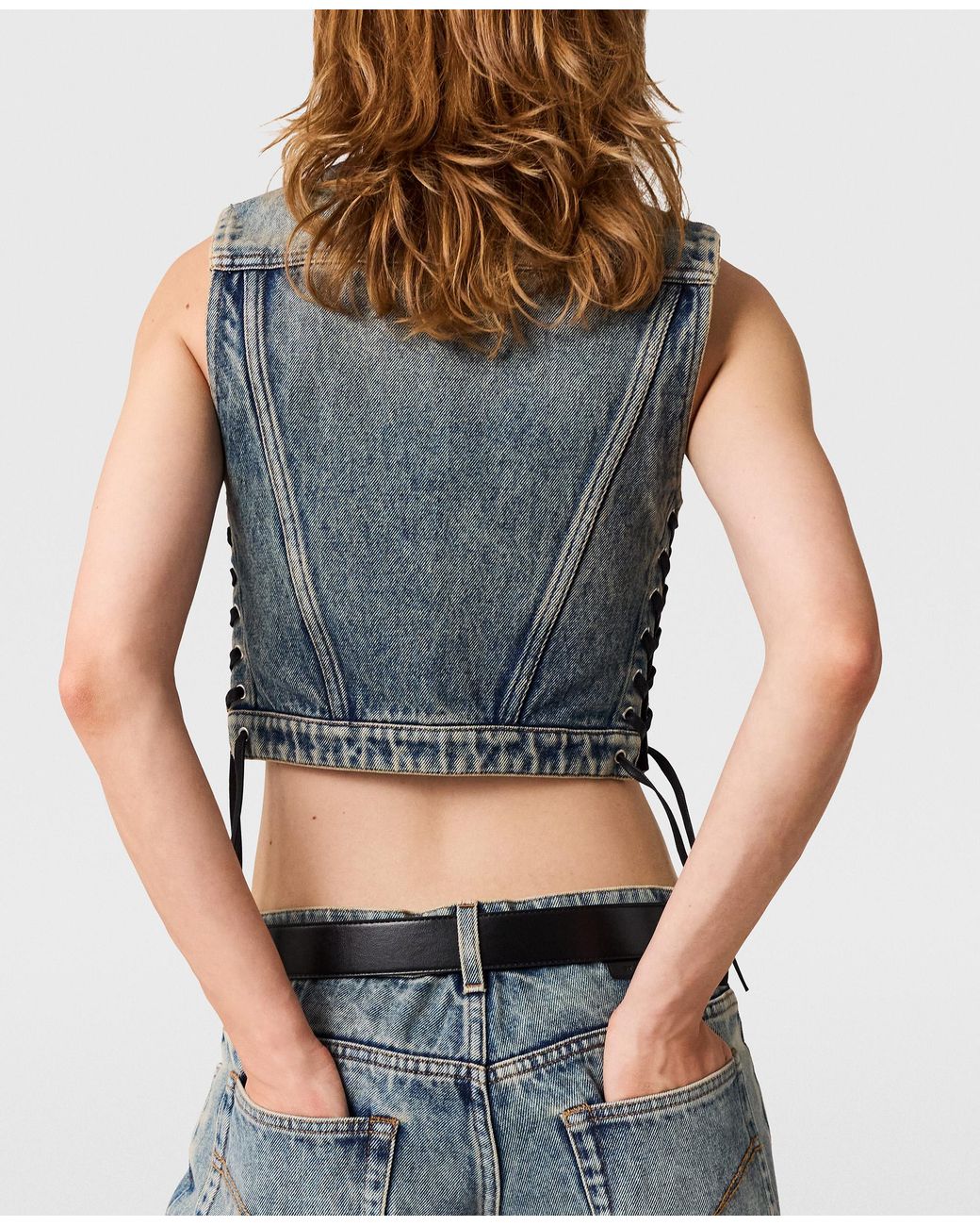 Stella McCartney Black Cropped Tailored Vegan Waistcoat