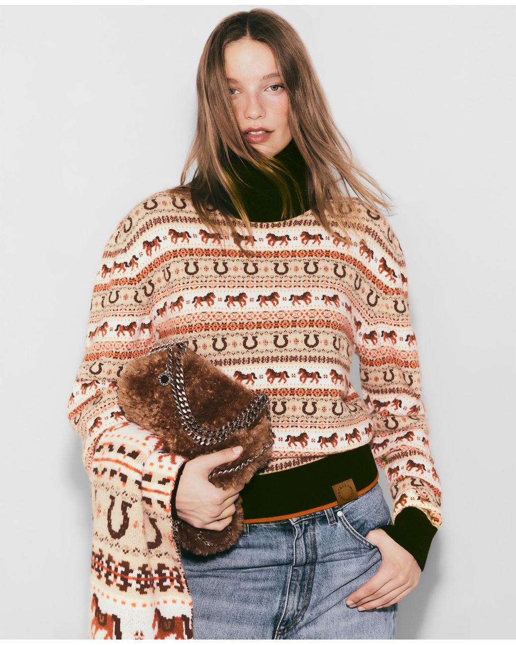 Stella McCartney Red Fair Isle Wool Turtleneck