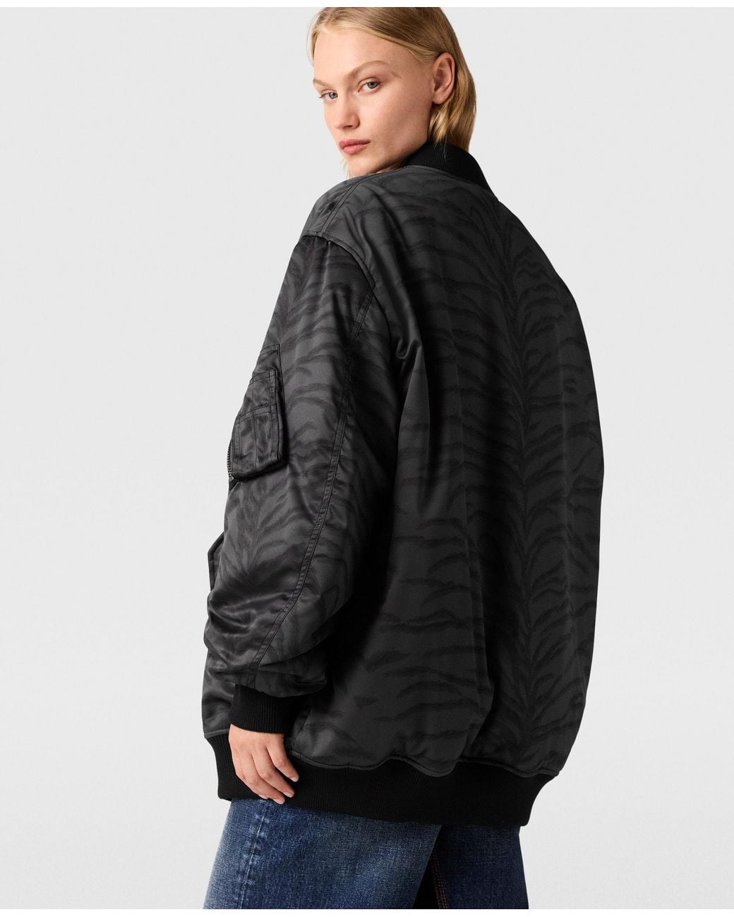 Stella McCartney Black Tiger Print Bomber Jacket