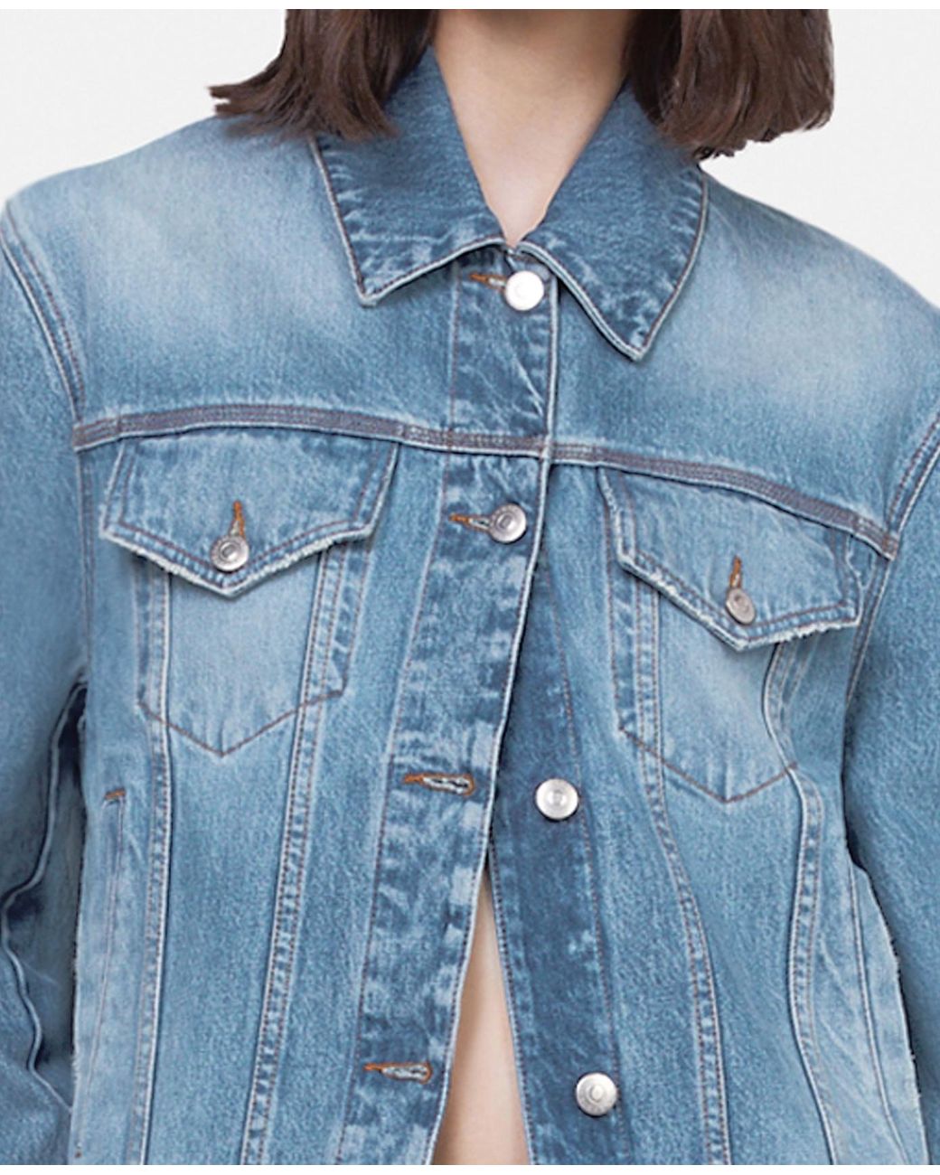 Stella McCartney Blue Falabella Chain Light Wash Denim Jacket