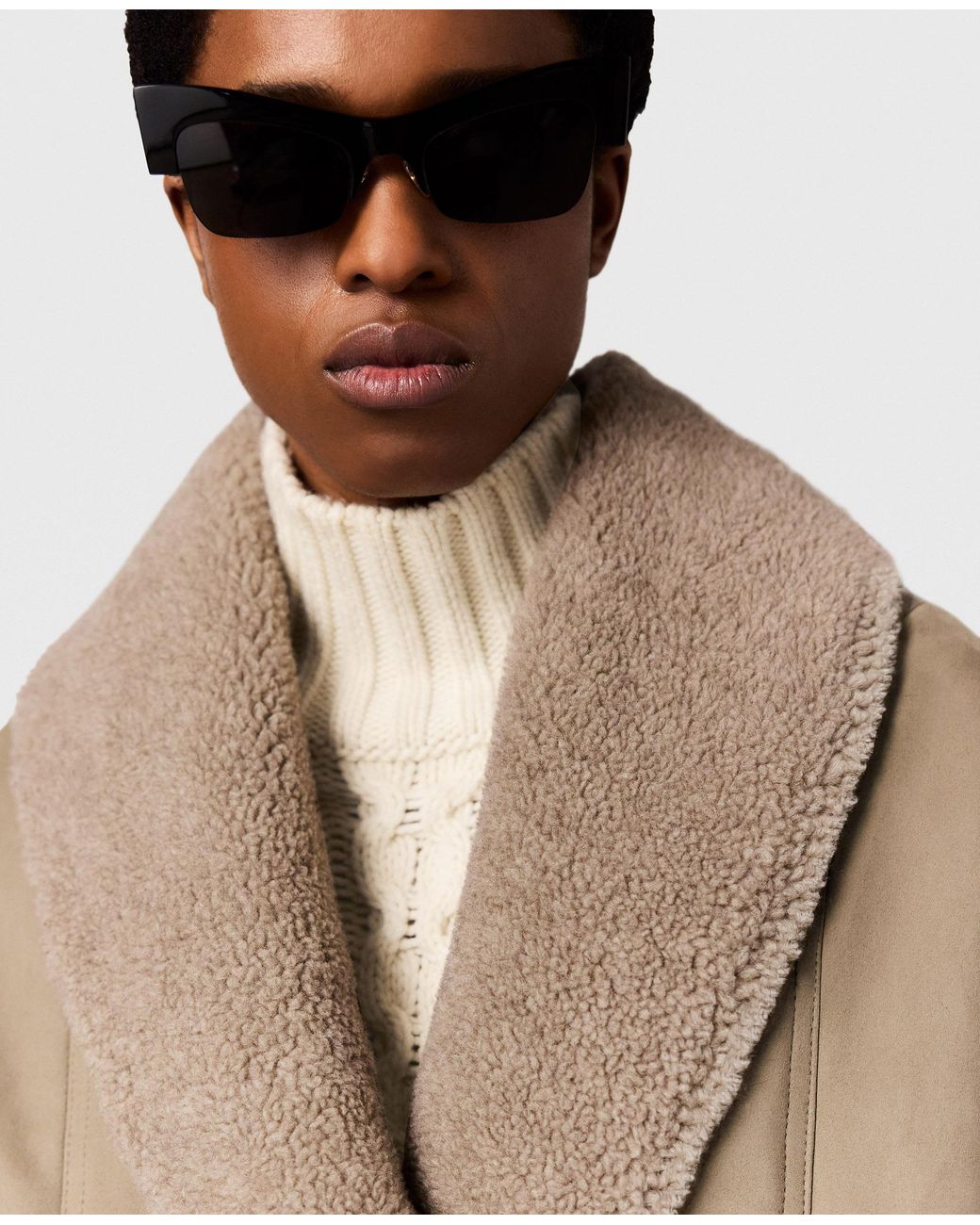 Stella McCartney Natural Vegan Suede Plush-trimmed Jacket