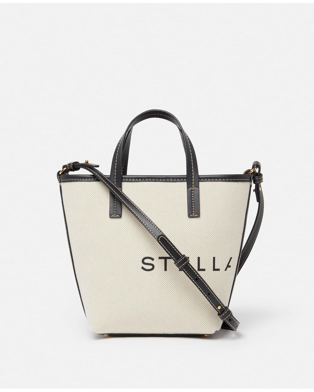 Stella McCartney White Logo Canvas Crossbody Tote Bag
